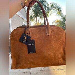 Tik tok viral Claudia Firenze suede tote bag Row Margaux in Tan